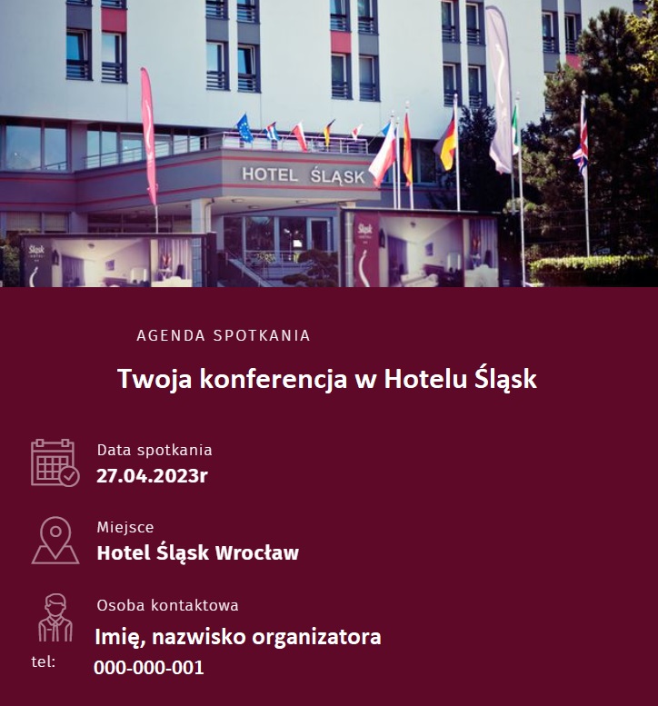 Hotel Slask Wroclaw agenda spotkania