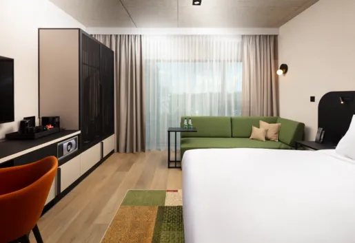 King Bed with Park View and sofa