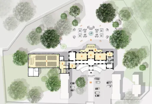Rzut Pałacu na Foksal z ogrodem- Prywatnym Parkiem