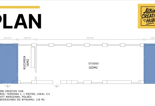Plan studia + pomieszczenie kawowe
