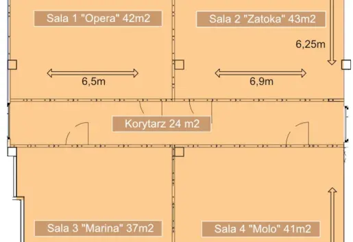 Rzut sal z wymiarami