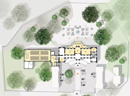 Rzut Pałacu na Foksal z ogrodem- Prywatnym Parkiem