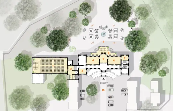 Rzut Pałacu na Foksal z ogrodem- Prywatnym Parkiem